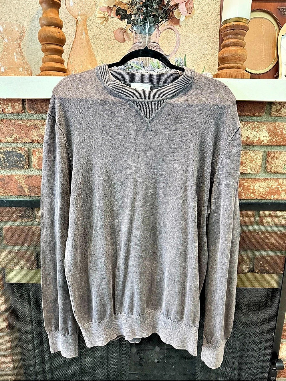 Gap Designed & Crafted XL Tall 100% Cotton Lightweight Gray Crewneck Sweater